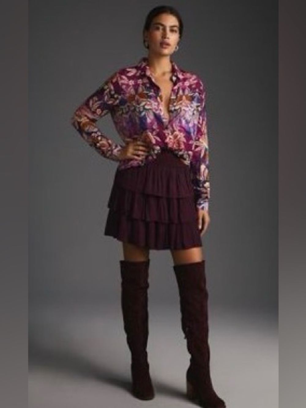 Anthropologie Pilcro patterned loose fitting button down shirt ccs